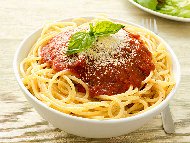 Паста спагети помодоро с чери домати